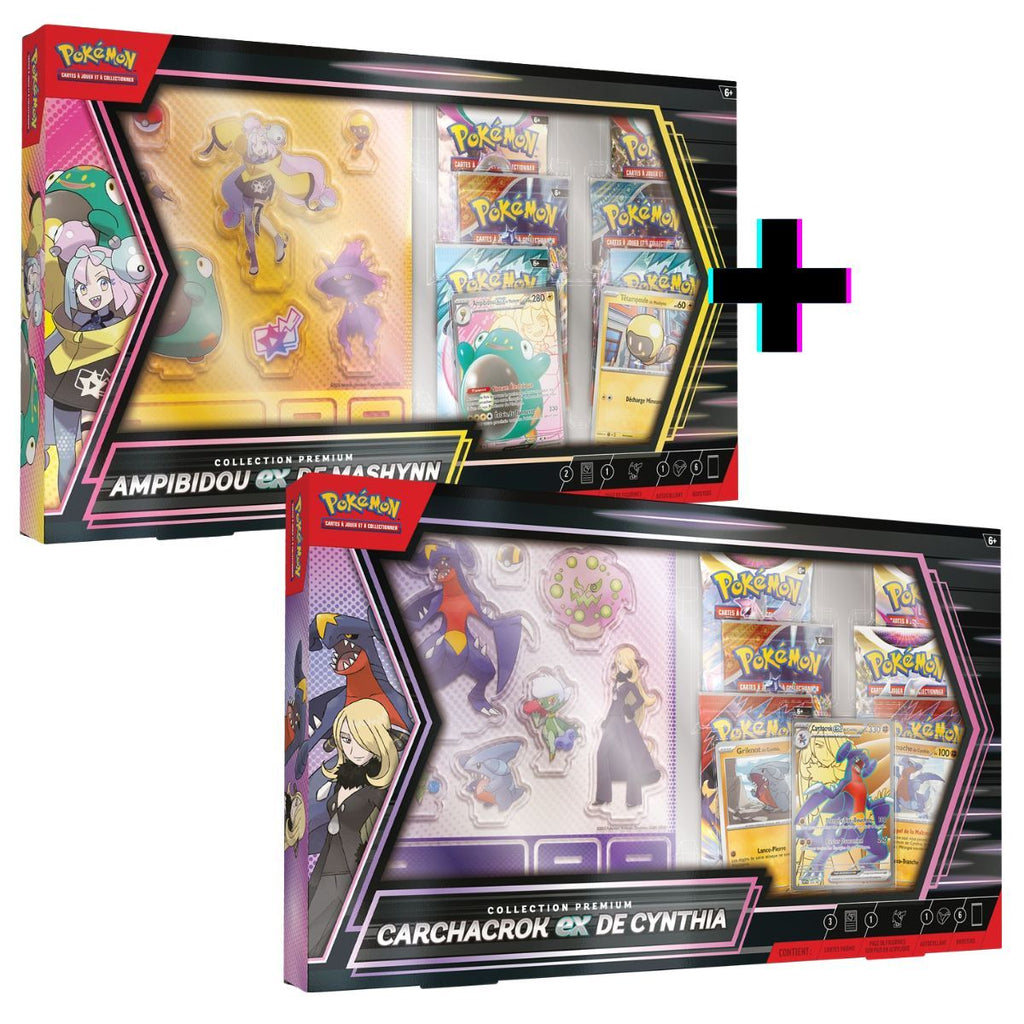 Lot de 2 coffrets Collection Premium Carchacrok et Ampibidou Pokémon FR