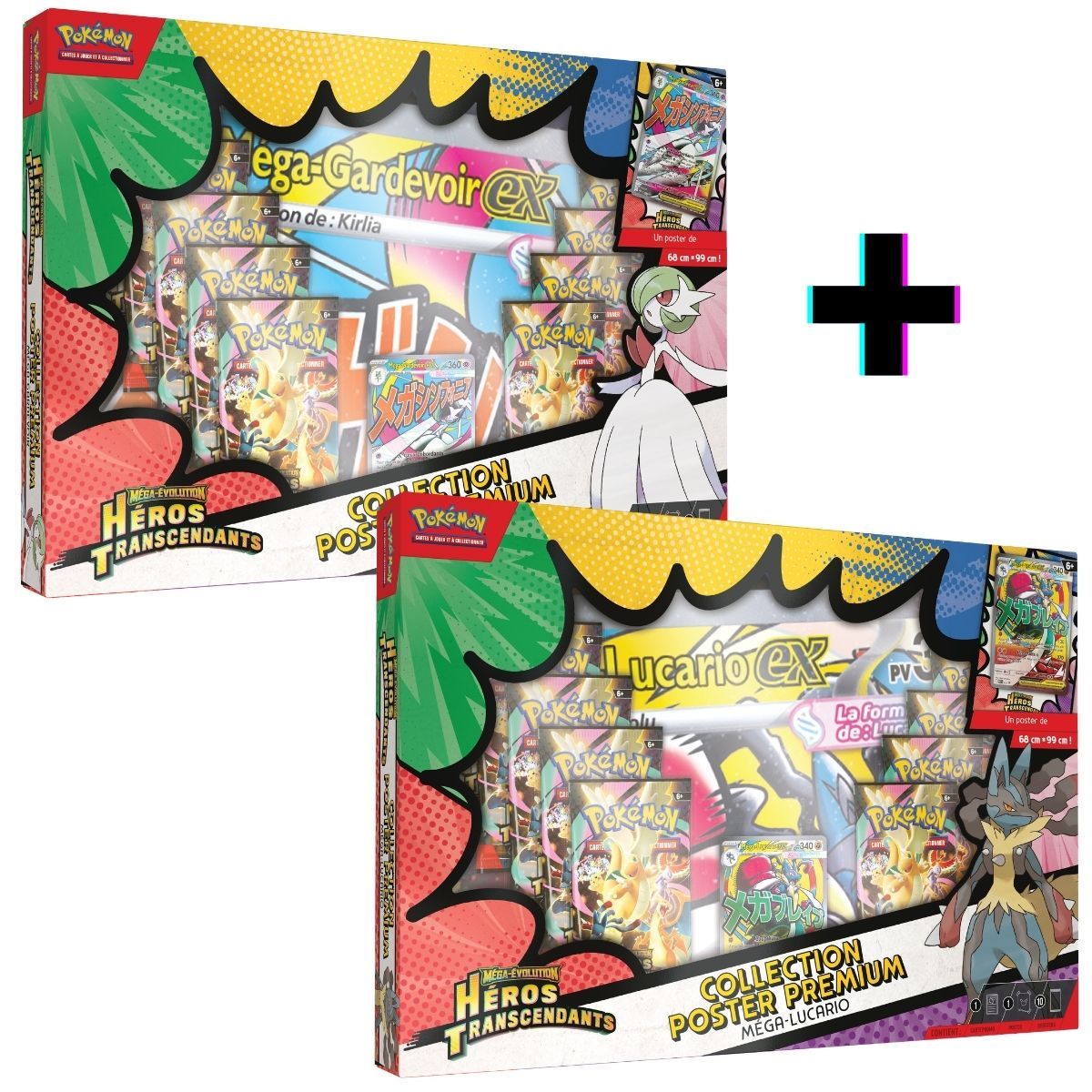 Lot de 2 coffrets Méga-Lucario et Méga-Gardevoir Premium Collection Poster Pokémon FR