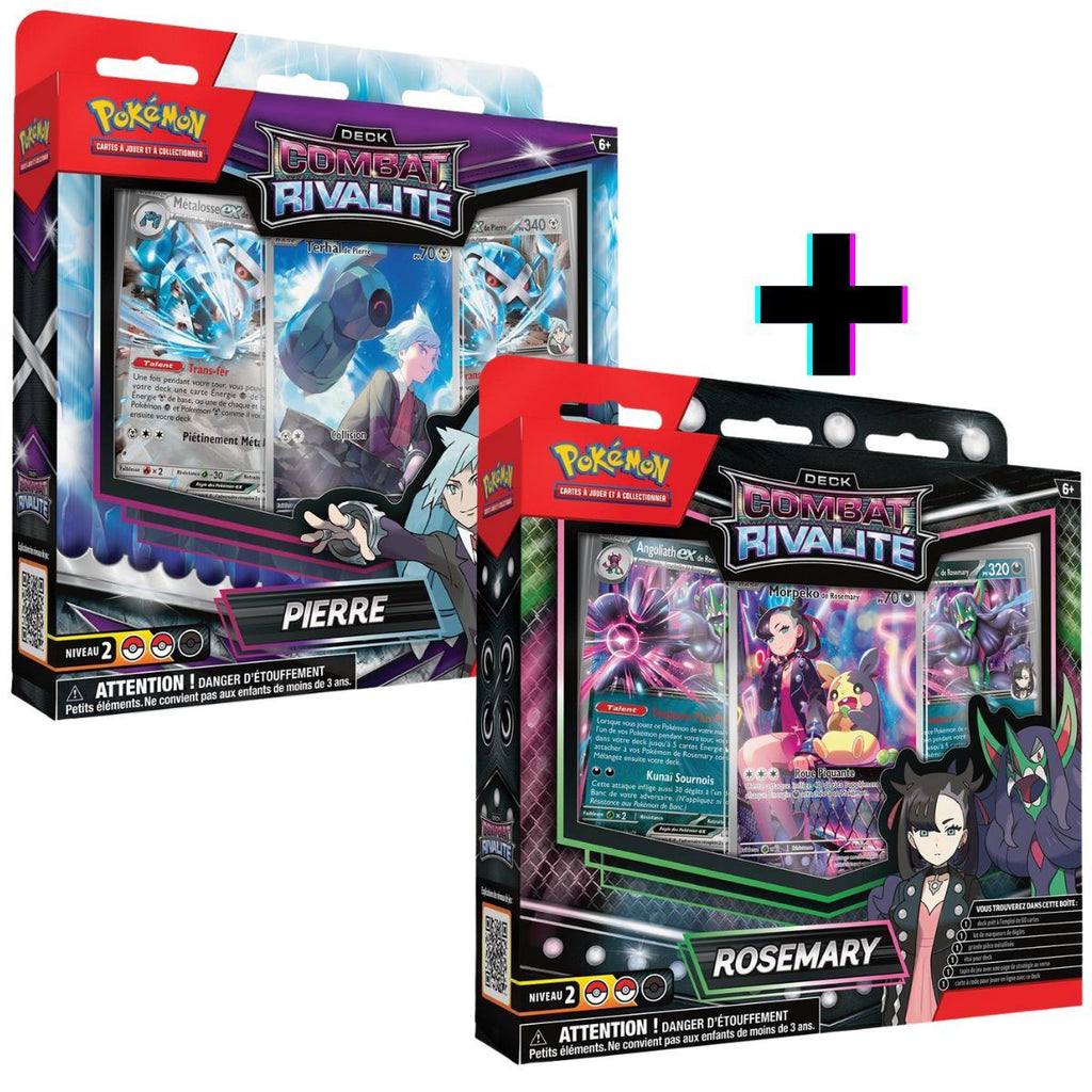 Lot de 2 Decks Combat Rivalité Rosemary et Pierre Pokémon FR