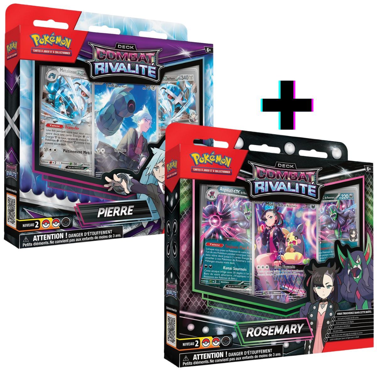 Lot de 2 Decks Combat Rivalité Rosemary et Pierre Pokémon FR