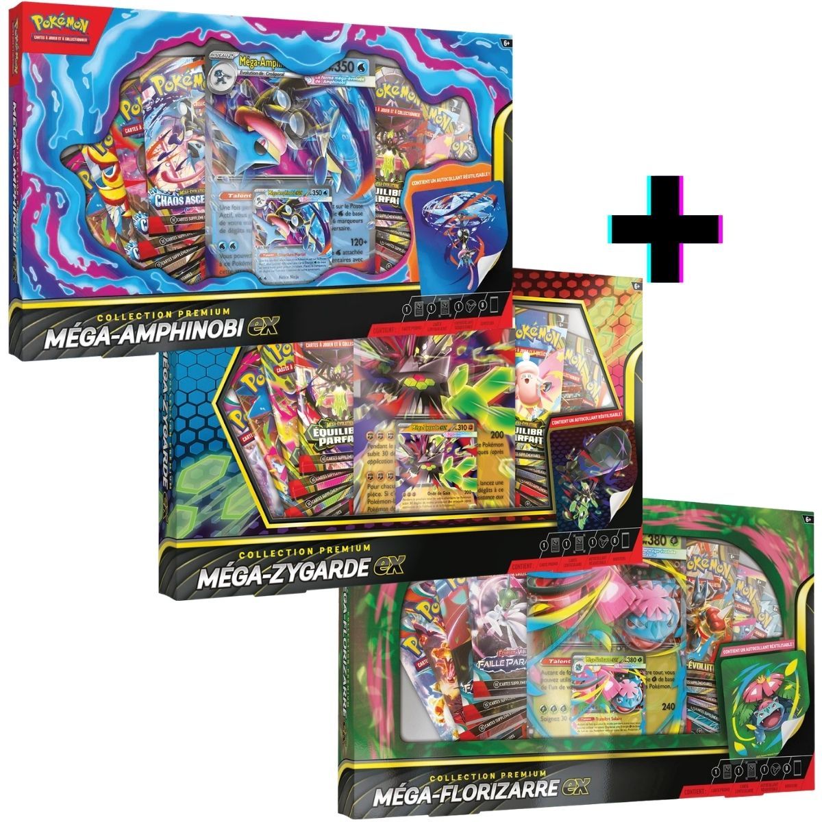 Lot de 3 coffrets Collection Premium 8 boosters Pokémon FR