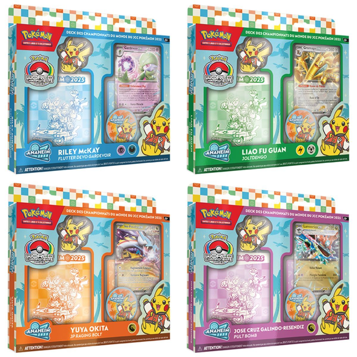 Lot de 4 Decks des Championnats du Monde 2025 Pokémon FR