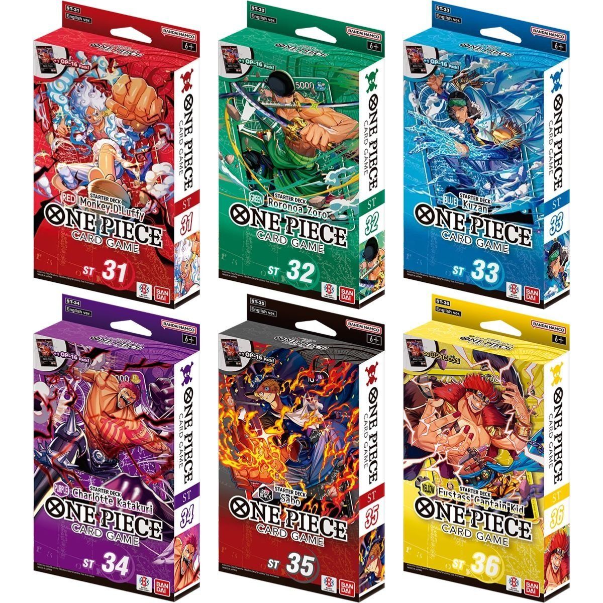 One Piece CG - Lot de 6 Decks pour Débutant ST-31 à ST-36 - EN
